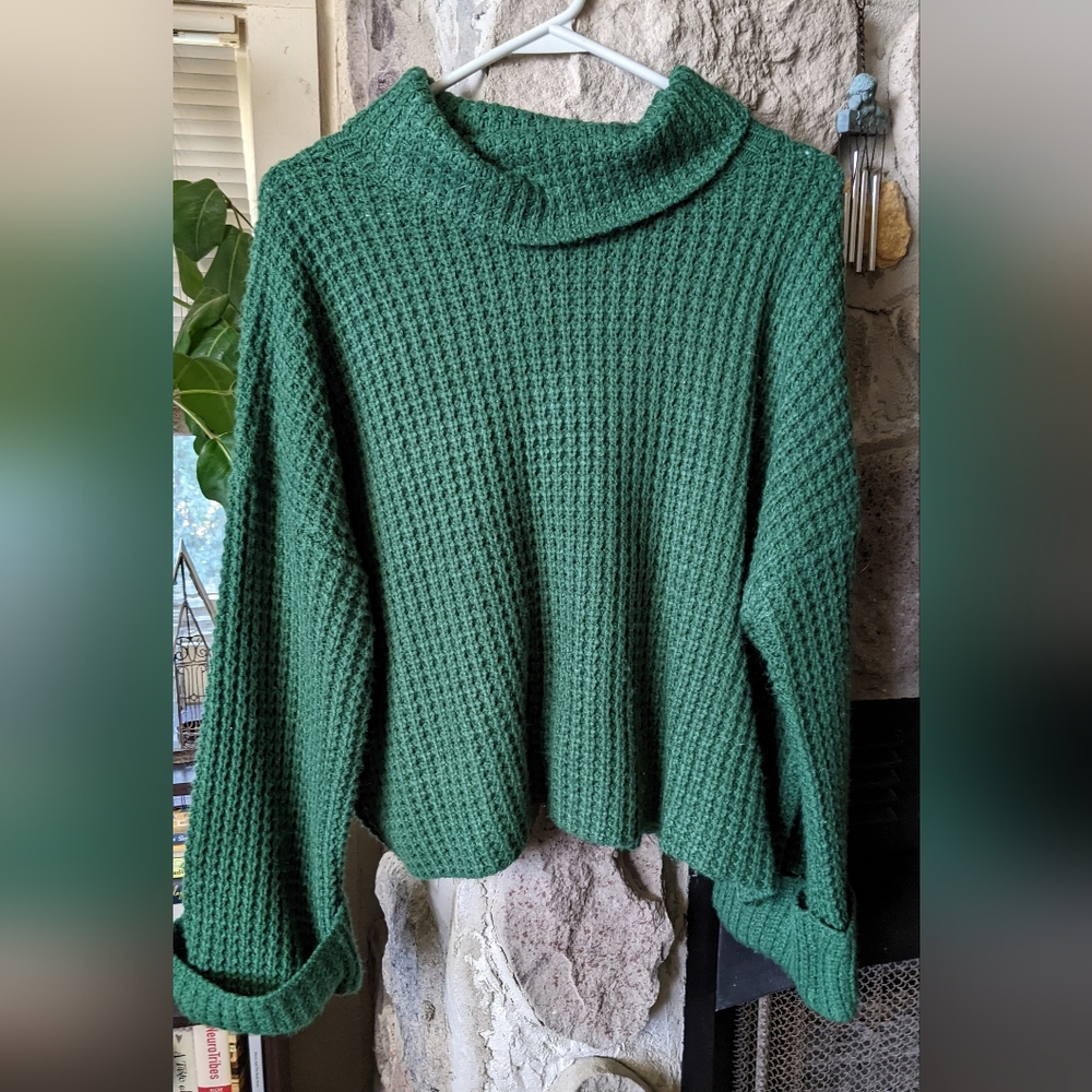 Rain + Rose Cozy Green Knit Sweater